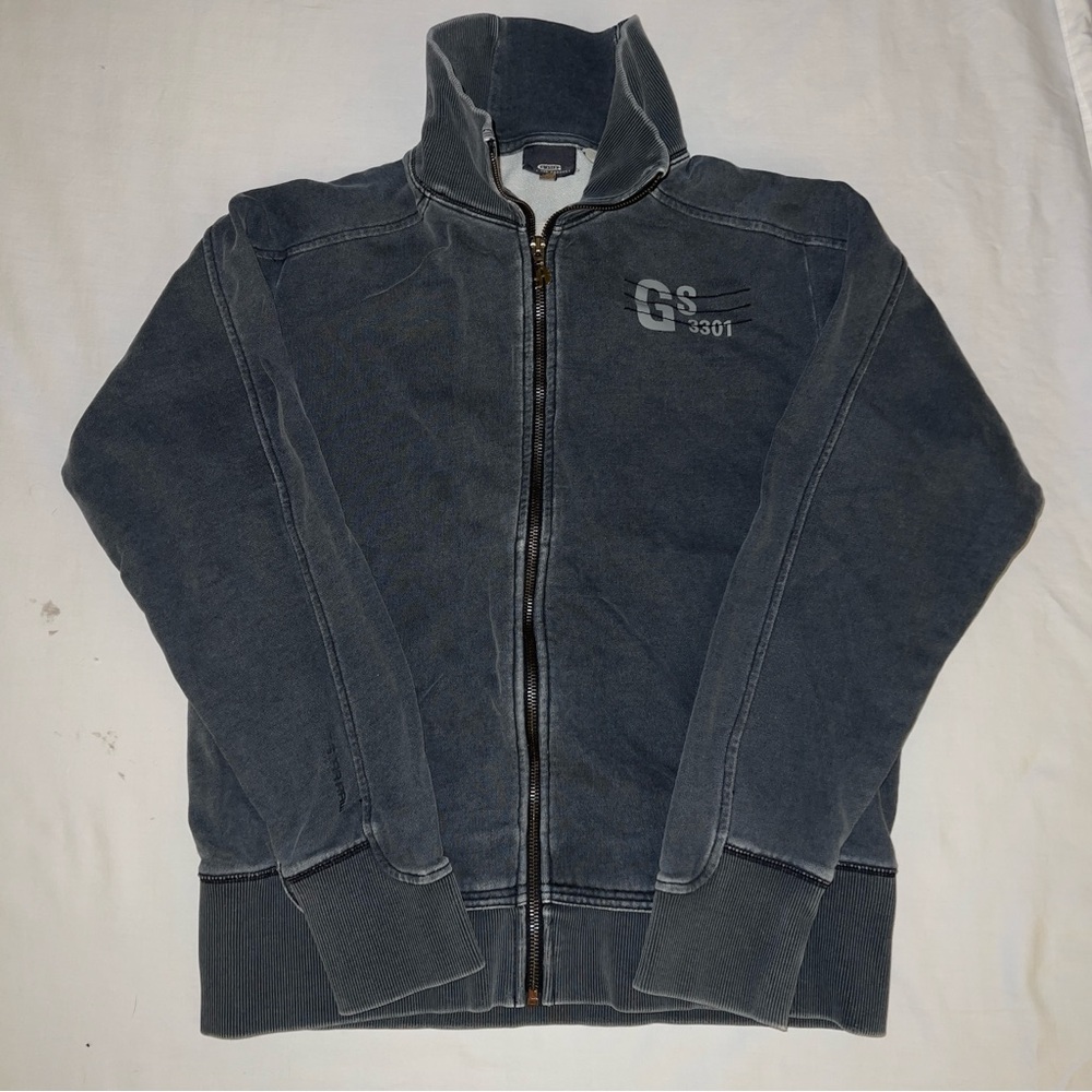 Vintage 90’s G-STAR RAW Sweatshirt Full Zip Mock Neck Gray Medium